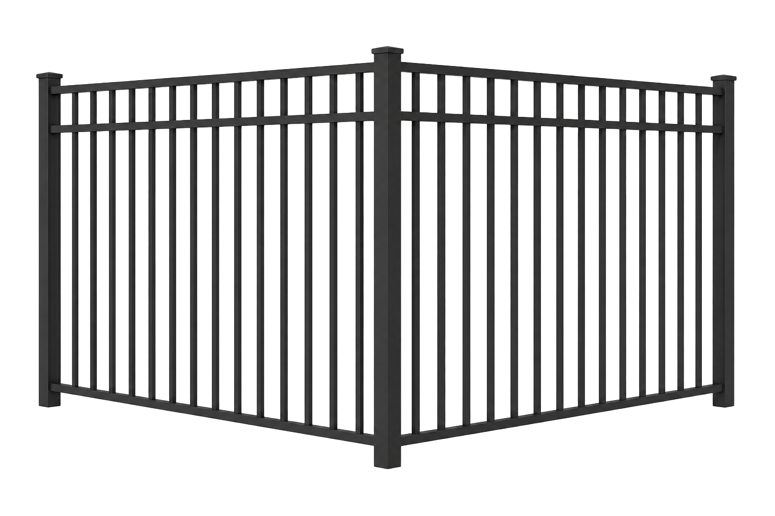 Flat Top 3-Rail Flat Bottom aluminum fence style